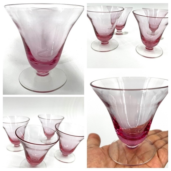 TIFFIN-FRANCISCAN Wisteria Pink Dessert Water Fruit Cocktail Glass Cups Set of 4 - Picture 5 of 16
